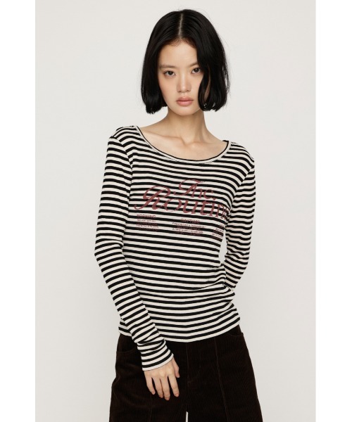 SLY（スライ）の「BORDER LOGO T/SH ボーダーロゴTシャツ 秋服 冬服（Tシャツ/カットソー・レディース・イエロー系その他/ブラック系その他2・FREE）」の3枚目の写真