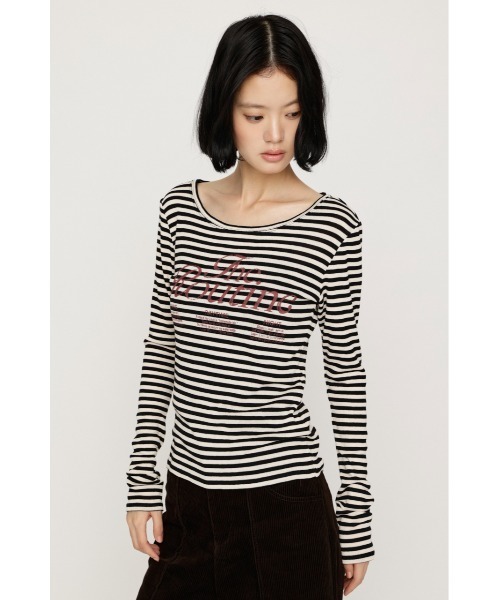 SLY（スライ）の「BORDER LOGO T/SH ボーダーロゴTシャツ 秋服 冬服（Tシャツ/カットソー・レディース・イエロー系その他/ブラック系その他2・FREE）」の5枚目の写真