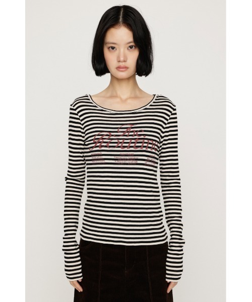 SLY（スライ）の「BORDER LOGO T/SH ボーダーロゴTシャツ 秋服 冬服（Tシャツ/カットソー・レディース・イエロー系その他/ブラック系その他2・FREE）」の6枚目の写真