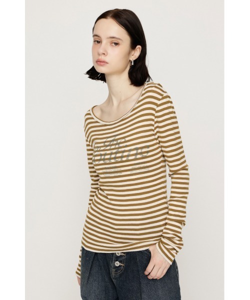 SLY（スライ）の「BORDER LOGO T/SH ボーダーロゴTシャツ 秋服 冬服（Tシャツ/カットソー・レディース・イエロー系その他/ブラック系その他2・FREE）」の8枚目の写真