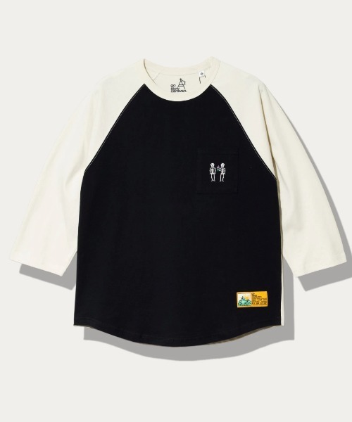 go slow caravan(ゴースローキャラバン)の「USA/C 色々PKT刺繍 8分袖 BB TEE(Tシャツ/カットソー・メンズ・ホワイト/ブラック/アイボリー・X-LARGE/LARGE/MEDIUM)」の3枚目の写真