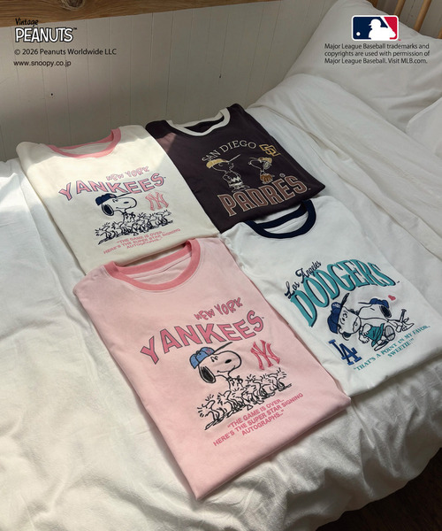 MIIA(ミーア)の「【MLB×PEANUTS】 Tシャツ(Tシャツ/カットソー・レディース・ホワイト/オフホワイト/ブラウン/ピンク・FREE)」の7枚目の写真