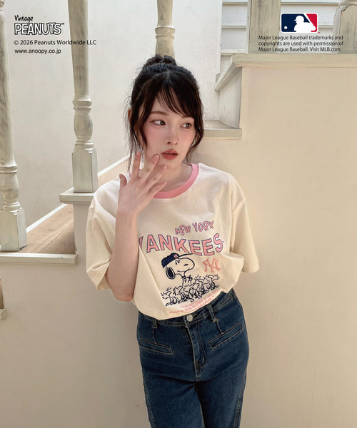 MIIA(ミーア)の「【MLB×PEANUTS】 Tシャツ(Tシャツ/カットソー・レディース・ホワイト/オフホワイト/ブラウン/ピンク・FREE)」の10枚目の写真