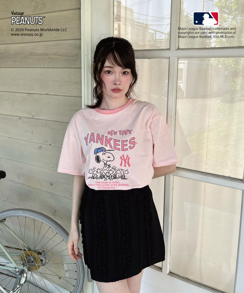 MIIA(ミーア)の「【MLB×PEANUTS】 Tシャツ(Tシャツ/カットソー・レディース・ホワイト/オフホワイト/ブラウン/ピンク・FREE)」の17枚目の写真