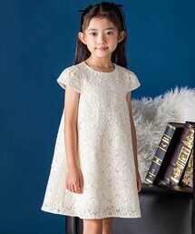 BeBe Petits Pois Vert（ベベプチポワヴェール）の「フラワーレース刺しゅうワンピース(95~150cm)（ワンピース）」