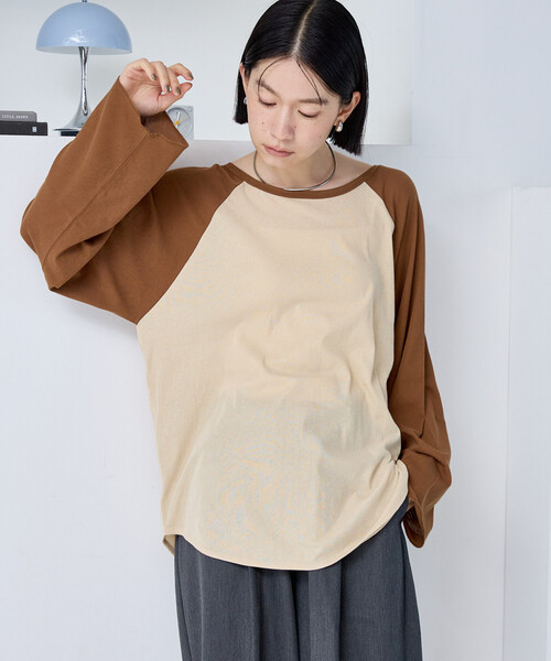 FREAK'S STORE（フリークスストア）の「シアーラグランTシャツ/シアーTシャツ（Tシャツ/カットソー・レディース・ネイビー/キャメル/パープル/ブラック・ﾌﾘ-）」の8枚目の写真