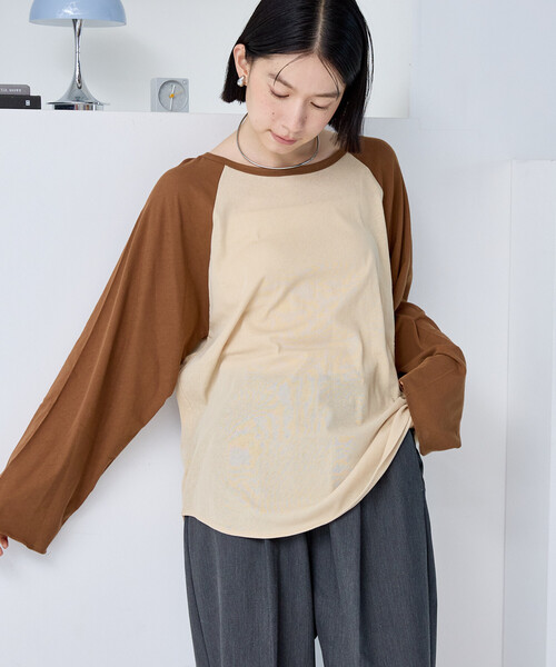 FREAK'S STORE（フリークスストア）の「シアーラグランTシャツ/シアーTシャツ（Tシャツ/カットソー・レディース・ネイビー/キャメル/パープル/ブラック・ﾌﾘ-）」の10枚目の写真