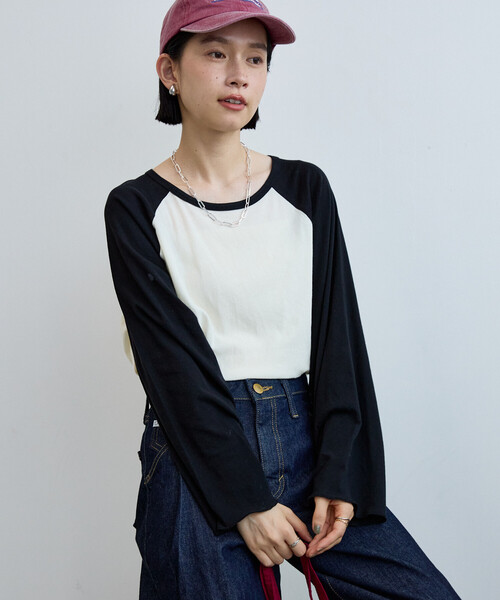 FREAK'S STORE（フリークスストア）の「シアーラグランTシャツ/シアーTシャツ（Tシャツ/カットソー・レディース・ネイビー/キャメル/パープル/ブラック・ﾌﾘ-）」の21枚目の写真