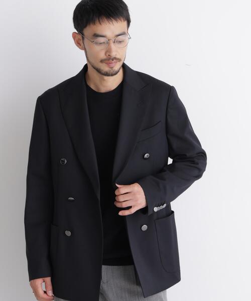NANO universe(ナノユニバース)の「「DamerinoJacket」TWオールシーズンドビーダブルブレストブレザー(テーラードジャケット・メンズ・ブラック/ネイビー・M/L/S)」の1枚目の写真