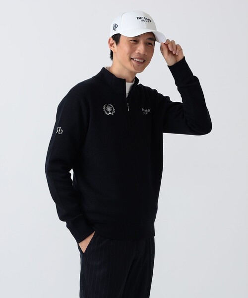 BEAMS GOLF(ビームスゴルフ)の「PURPLE LABEL / リターンブリティッシュ ハーフジップ ニット(ニット/セーター・メンズ・グレー/レッド系その他7/ネイビー・L/M/XL)」の1枚目の写真