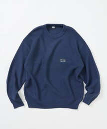 限定展開 リラックスフィット ワンポイントロゴ クルーネックニット
