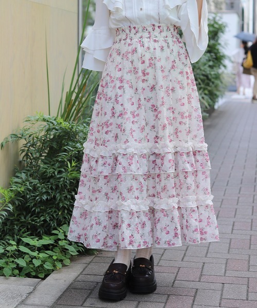 axes femme(アクシーズファム)の「ミニローズプリントSK(スカート・レディース・キナリ/ブラック・FREE)」の1枚目の写真