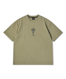 十字架プリントダイング半袖Tシャツ