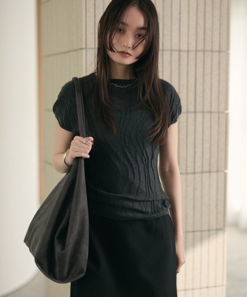 LAULEN(ローレン)の「textured pattern knit pullover /ニュアンス柄ニットプルオーバー(ニット/セーター・レディース・ベージュ/ボルドー/チャコールグレー/ホワイト/ブラック・FREE)」の20枚目の写真