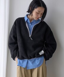 【WEB限定】DISCUS(ディスカス)配色デザイン ハーフジップボアニットフリース
