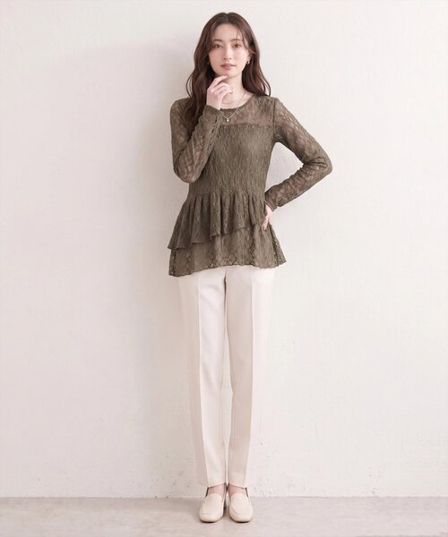 natural couture（ナチュラルクチュール）の「総レースティアードTOPS（Tシャツ/カットソー・レディース・ブラック/ブラウン/オフホワイト/ドット・FREE）」の18枚目の写真