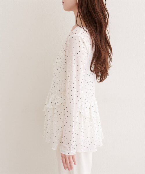 natural couture（ナチュラルクチュール）の「総レースティアードTOPS（Tシャツ/カットソー・レディース・ブラック/ブラウン/オフホワイト/ドット・FREE）」の10枚目の写真