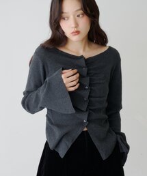 【WEB限定/4色展開】フロントギャザーニットカーディガン