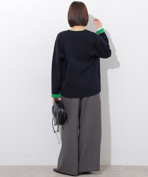 JOURNAL STANDARD relume(ジャーナルスタンダード レリューム)の「ダブルニットコントラストVネックカーディガン(カーディガン/ボレロ・レディース・ブラウン/ネイビー・FREE)」の12枚目の写真