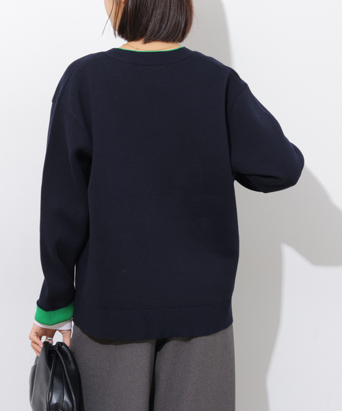 JOURNAL STANDARD relume(ジャーナルスタンダード レリューム)の「ダブルニットコントラストVネックカーディガン(カーディガン/ボレロ・レディース・ブラウン/ネイビー・FREE)」の17枚目の写真
