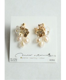 【mio ritomo】うらら 淡水パールとクリスタル フラワーピアス(MA)