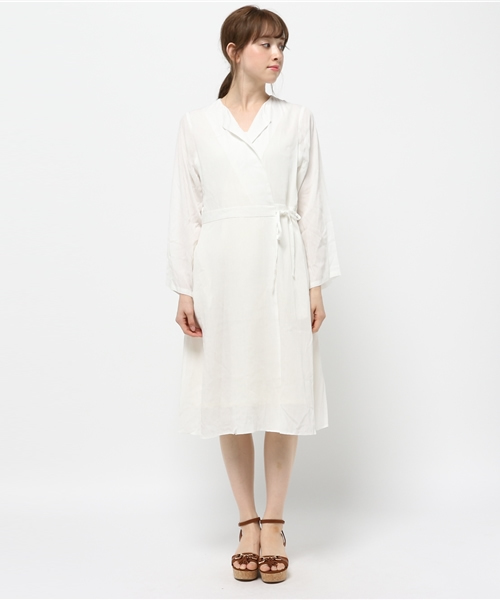 Kastane（カスタネ）の「カシュクールOP（ワンピース・レディース・ブルー/ブラウン/オフホワイト・FREE）」の4枚目の写真