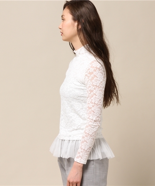 GUILD PRIME（ギルドプライム）の「【GUILD PRIME】WOMENS レースハイネックプルオーバー（Tシャツ/カットソー・レディース・ホワイト・34/36）」の3枚目の写真