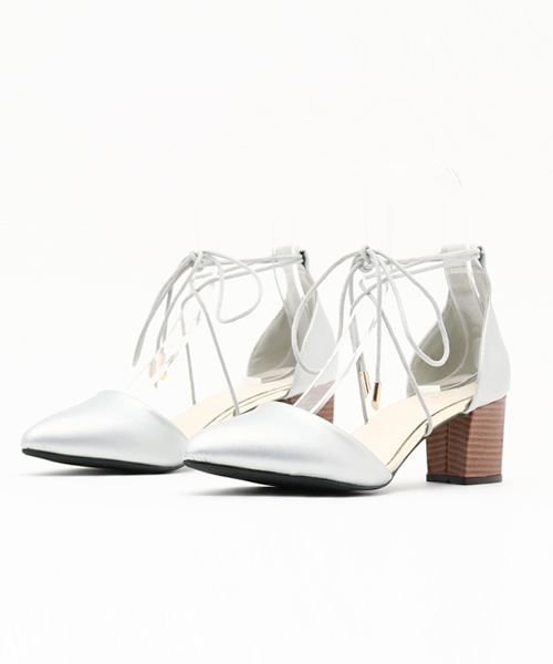 Re:EDIT（リエディ）の「[パンプスランキング1位獲得中]セパレートTYPEスタックヒールレースアップパンプス/ギリーパンプス/シューズ[Re:EDIT/リエディ][リエディオリジナル]（パンプス・レディース・ホワイト/シルバー/ブラック/ベージュ/サーモンピンク・X-LARGE/MEDIUM/XX-LARGE/X-SMALL/SMALL/LARGE）」の7枚目の写真
