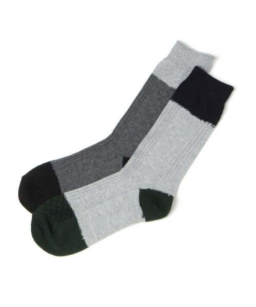 GLOBAL WORK（グローバルワーク）の「【2足セット】ケーブルクルーソックス/727277（ソックス/靴下・メンズ・ネイビー/ブルー/ホワイト系その他・FREE）」の3枚目の写真