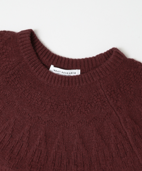 URBAN RESEARCH（アーバンリサーチ）の「UR 球心ジャカードC/N（ニット/セーター・メンズ・ボルドー/ホワイト/ブラック・MEDIUM/LARGE）」の19枚目の写真
