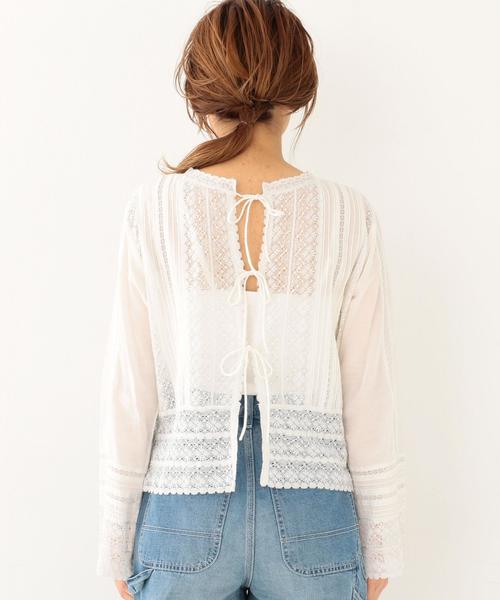 Another Edition（アナザーエディション）の「リバーレースプルオーバー ◆（シャツ/ブラウス・レディース・オフホワイト/ブラック/ケリー・フリー）」の4枚目の写真