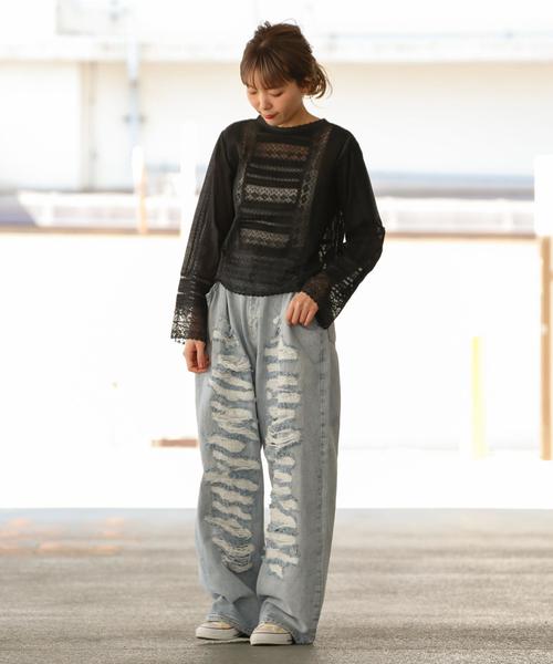 Another Edition（アナザーエディション）の「リバーレースプルオーバー ◆（シャツ/ブラウス・レディース・オフホワイト/ブラック/ケリー・フリー）」の22枚目の写真