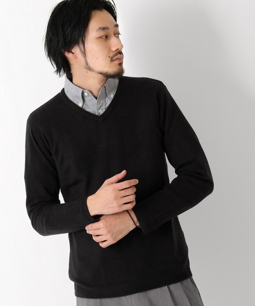 ZIP FIVE(ジップファイブ)の「【ZIP FIVE】抗ピリング加工カシミアタッチVネックセーター(ニット/セーター・メンズ・レッド系その他/ピンク/ブラウン/テラコッタ/モカ/マスタード/オフホワイト/杢グレー/ダークグリーン/チャコール/ネイビー/ベージュ/ブラック系その他/ブルー/ブルー系その他/ワイン/カーキ/アイボリー/ブルーグレー/ブラック/パープル・SMALL/LARGE/X-LARGE/MEDIUM)」の4枚目の写真