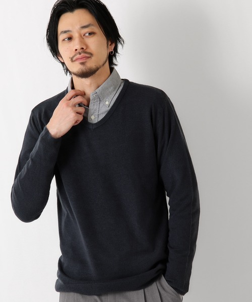 ZIP FIVE(ジップファイブ)の「【ZIP FIVE】抗ピリング加工カシミアタッチVネックセーター(ニット/セーター・メンズ・レッド系その他/ピンク/ブラウン/テラコッタ/モカ/マスタード/オフホワイト/杢グレー/ダークグリーン/チャコール/ネイビー/ベージュ/ブラック系その他/ブルー/ブルー系その他/ワイン/カーキ/アイボリー/ブルーグレー/ブラック/パープル・SMALL/LARGE/X-LARGE/MEDIUM)」の15枚目の写真