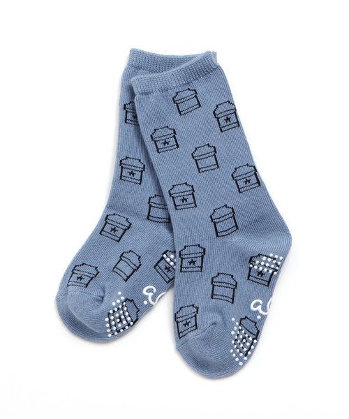 apres les cours（アプレレクール）の「カフェ柄ソックス（ソックス/靴下・キッズ・マスタード/ブラック/サックスブルー・15 /21/12/18）」の2枚目の写真