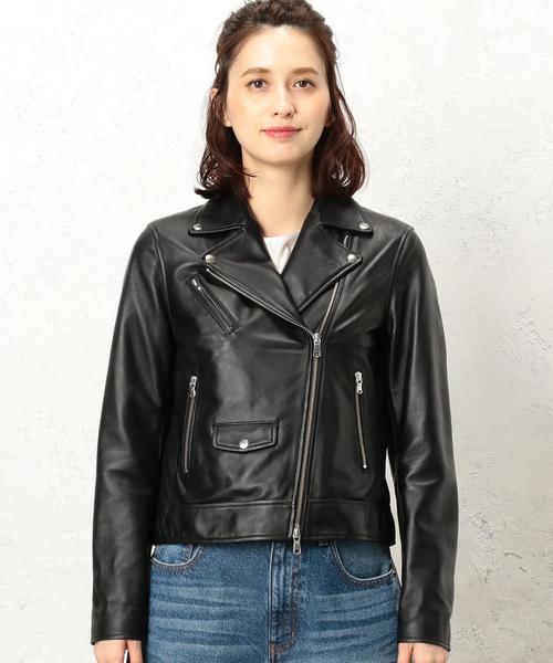 green label relaxing（グリーンレーベルリラクシング）の「◆FM SHEEPレザー ライダースジャケット ◆（ライダースジャケット・レディース・ブラック/ベージュ・40/42/34/38/36/44/46）」の22枚目の写真