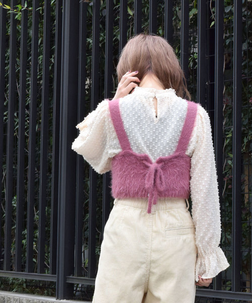 w closet（ダブルクローゼット）の「フェザーヤーンニットビスチェ（キャミソール・レディース・ピンク/キャメル/ピンクベージュ・FREE）」の12枚目の写真