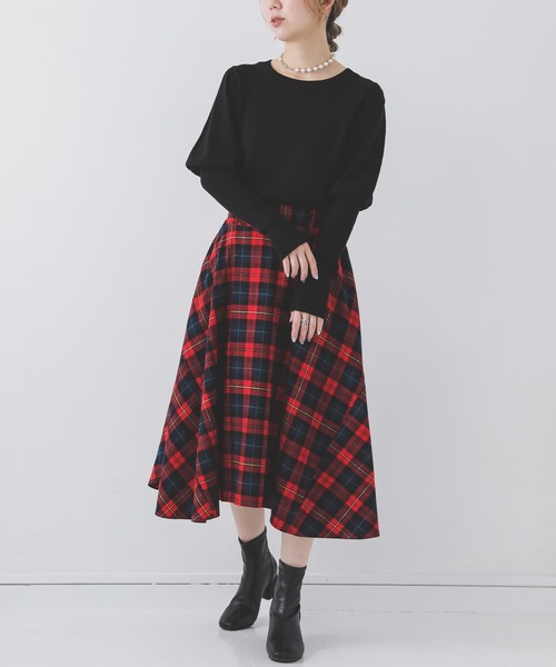 n'OrLABEL（ノアールレーベル）の「『クラシカルチェックスカート』（スカート・レディース・グリーン/イエロー/レッド・FREE）」の4枚目の写真