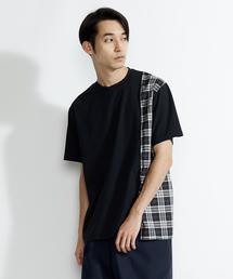 EN ROUTE | ＜EN ROUTE＞ソリッド×チェック アシンメトリーＴ(Tシャツ/カットソー)