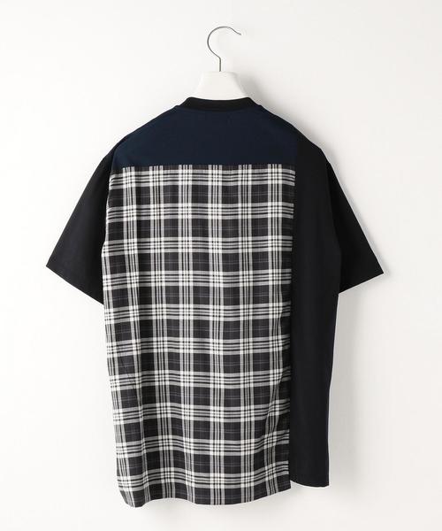 EN ROUTE(アンルート)の「<EN ROUTE>ソリッド×チェック アシンメトリーT(Tシャツ/カットソー・メンズ・ネイビー/ブラック・2/3/1)」の3枚目の写真