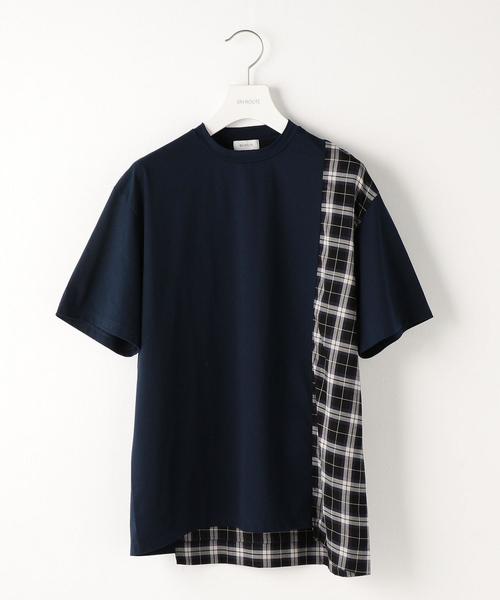 EN ROUTE(アンルート)の「<EN ROUTE>ソリッド×チェック アシンメトリーT(Tシャツ/カットソー・メンズ・ネイビー/ブラック・2/3/1)」の9枚目の写真