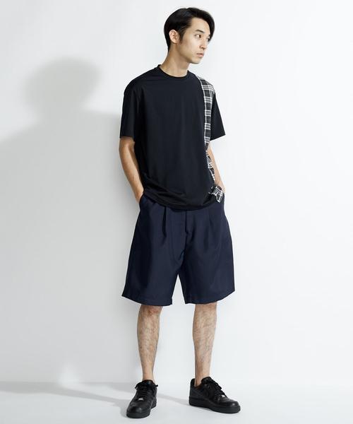 EN ROUTE(アンルート)の「<EN ROUTE>ソリッド×チェック アシンメトリーT(Tシャツ/カットソー・メンズ・ネイビー/ブラック・2/3/1)」の7枚目の写真