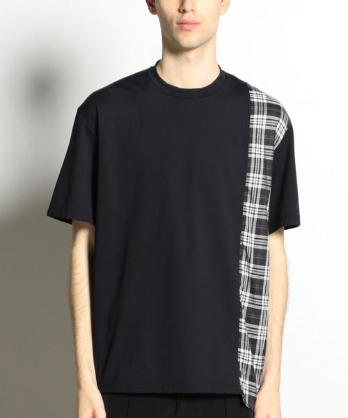 EN ROUTE(アンルート)の「<EN ROUTE>ソリッド×チェック アシンメトリーT(Tシャツ/カットソー・メンズ・ネイビー/ブラック・2/3/1)」の6枚目の写真