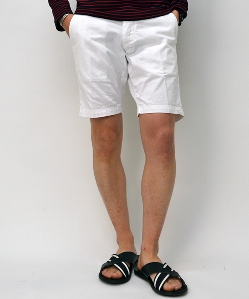 GROWN&SEWN(グロウンアンドソーン)の「GROWN&SEWN: スリム ショーツ(チノパンツ・メンズ・ベージュ/ホワイト/ネイビー・29/32/30/31/33)」の2枚目の写真