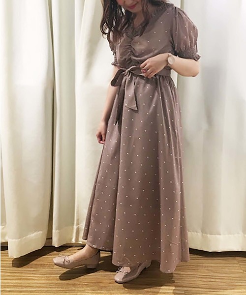 one after another NICE CLAUP（ワンアフターアナザーナイスクラップ）の「オトナのハートワンピース（ワンピース・レディース・アイボリー/ブラック/ブラウン系その他・FREE）」の3枚目の写真