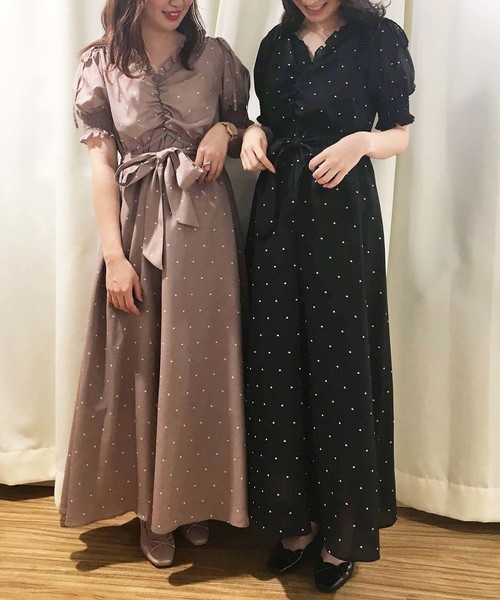 one after another NICE CLAUP（ワンアフターアナザーナイスクラップ）の「オトナのハートワンピース（ワンピース・レディース・アイボリー/ブラック/ブラウン系その他・FREE）」の12枚目の写真