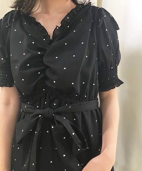 one after another NICE CLAUP（ワンアフターアナザーナイスクラップ）の「オトナのハートワンピース（ワンピース・レディース・アイボリー/ブラック/ブラウン系その他・FREE）」の17枚目の写真