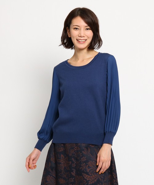Sunauna(スーナウーナ)の「【洗える】シフォンスリーブニット(Tシャツ/カットソー・レディース・ネイビー/ブラウン/ピンク/ブルー/キャメル/ピンク系1・40/38/34)」の12枚目の写真