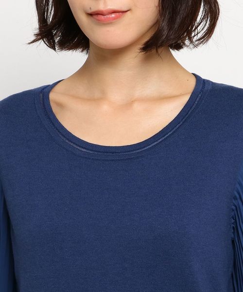 Sunauna(スーナウーナ)の「【洗える】シフォンスリーブニット(Tシャツ/カットソー・レディース・ネイビー/ブラウン/ピンク/ブルー/キャメル/ピンク系1・40/38/34)」の8枚目の写真
