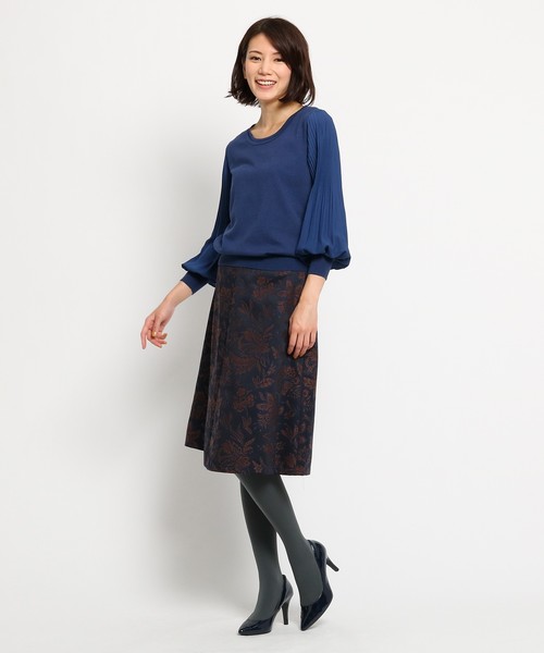 Sunauna(スーナウーナ)の「【洗える】シフォンスリーブニット(Tシャツ/カットソー・レディース・ネイビー/ブラウン/ピンク/ブルー/キャメル/ピンク系1・40/38/34)」の14枚目の写真
